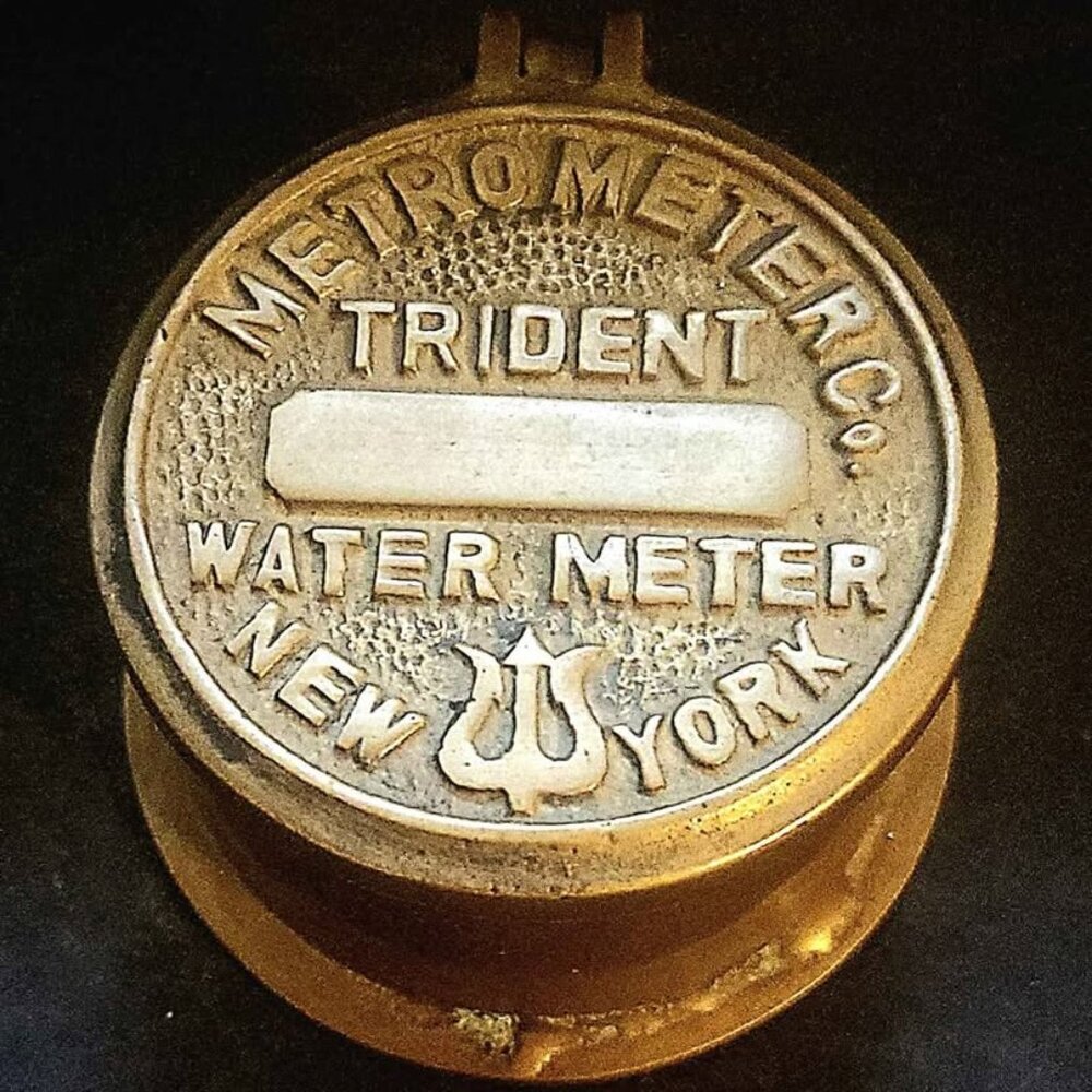 Vintage Brass Trinket Box, Made From The Cover Of An Antique Trident Water Meter
